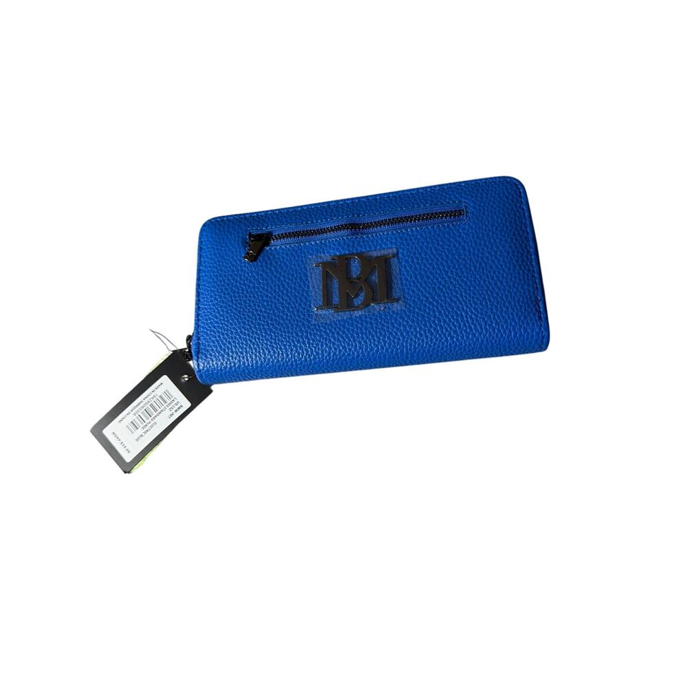 Badgley Mischka Vegan Leather Zip Around Wallet Electric Blue New With Tags NWT
